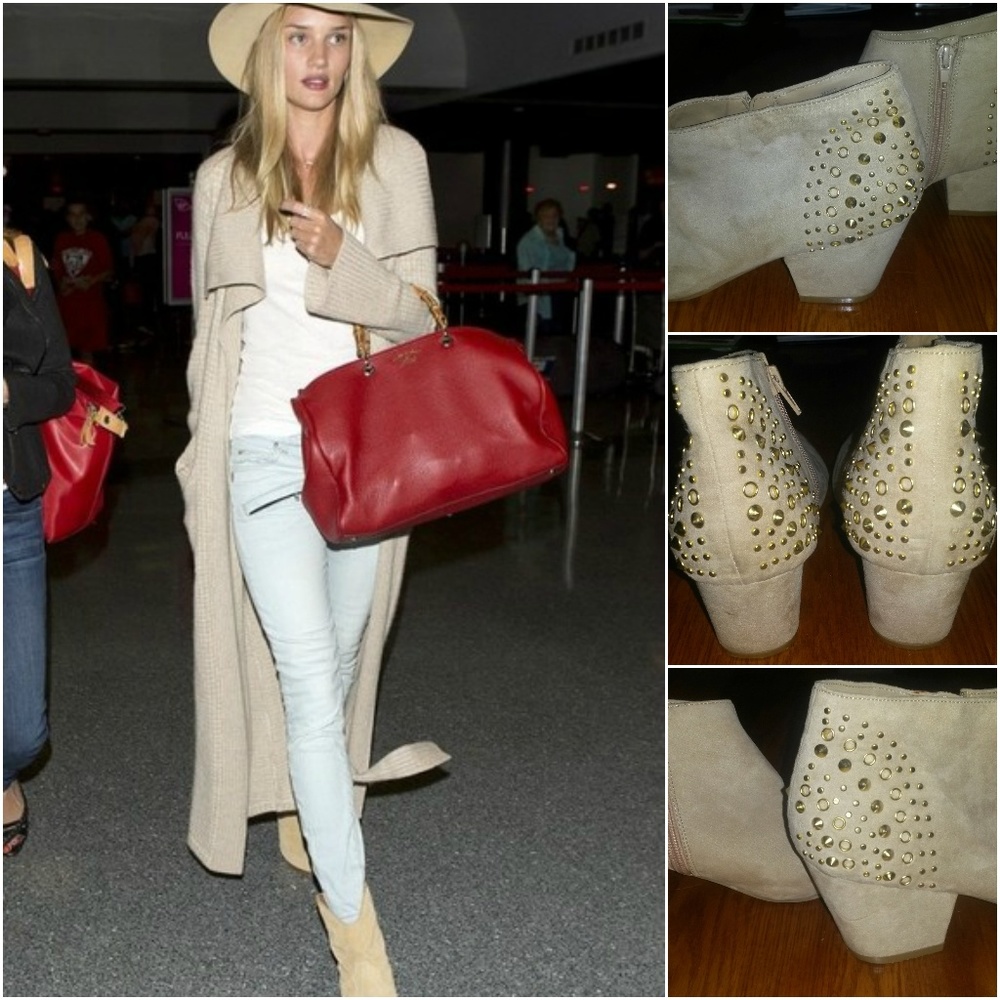 FOREVER 21 SUEDE GOLD BLING BOOTIES SZ .  7